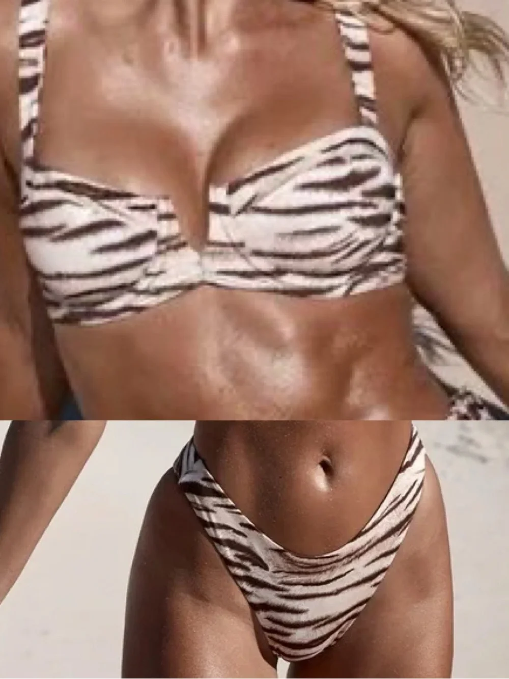 Monday Swimwear Bikini Set Clovelly Top Large Bikini Bottoms Medium Tiger Print